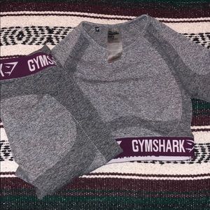 Gymshark gray and burgundy flex set